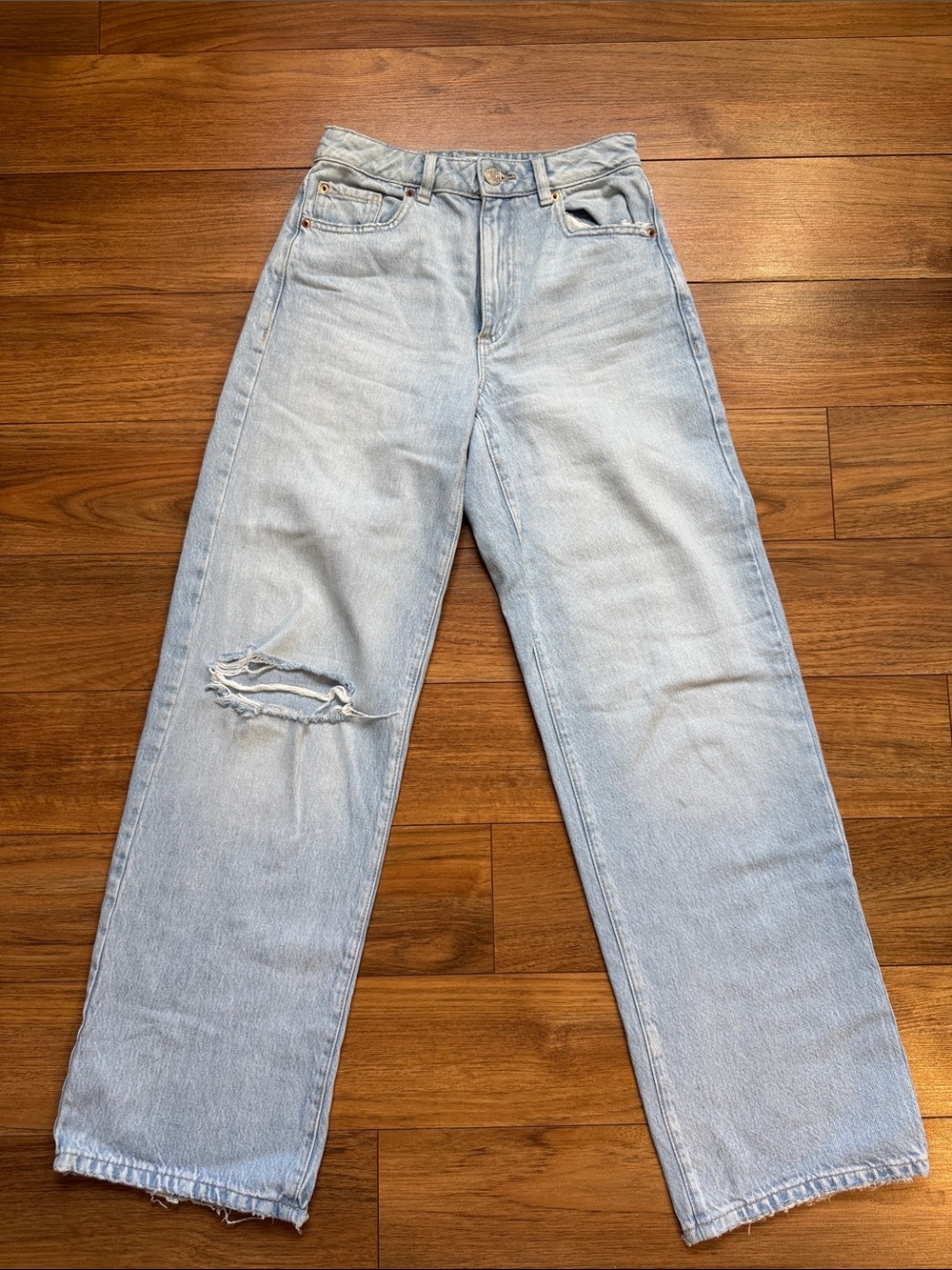NWOT Garage Light Blue Flare-Wide Leg Distressed Jeans